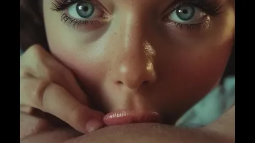 IA Brunette Suce une Bite Virtuelle en POV - Art Érotique